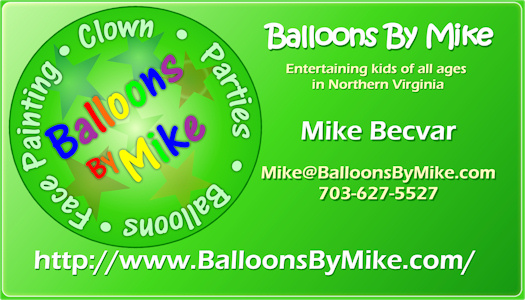 Balloons By Mike's Business Card